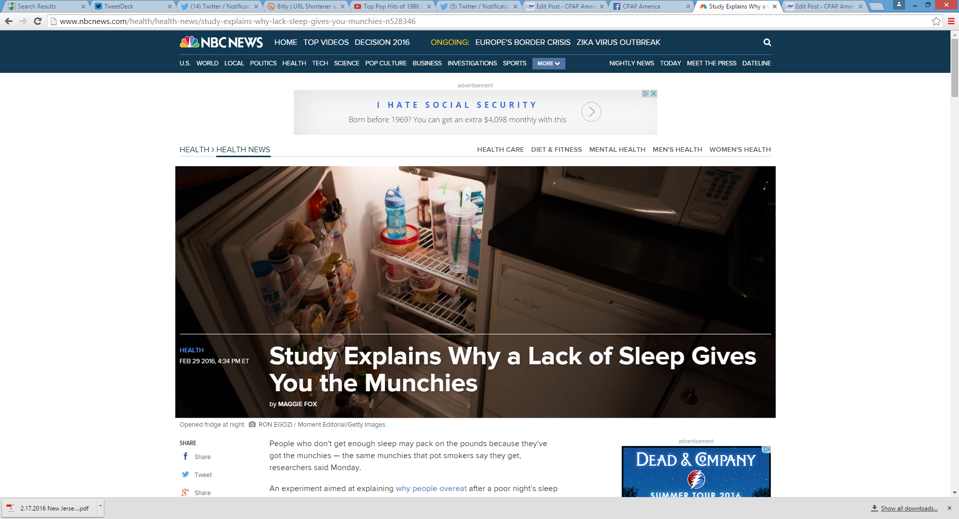 People who don't get enough sleep may pack on the pounds because they've got the munchies — the same munchies that pot smokers say they get, researchers said Monday.