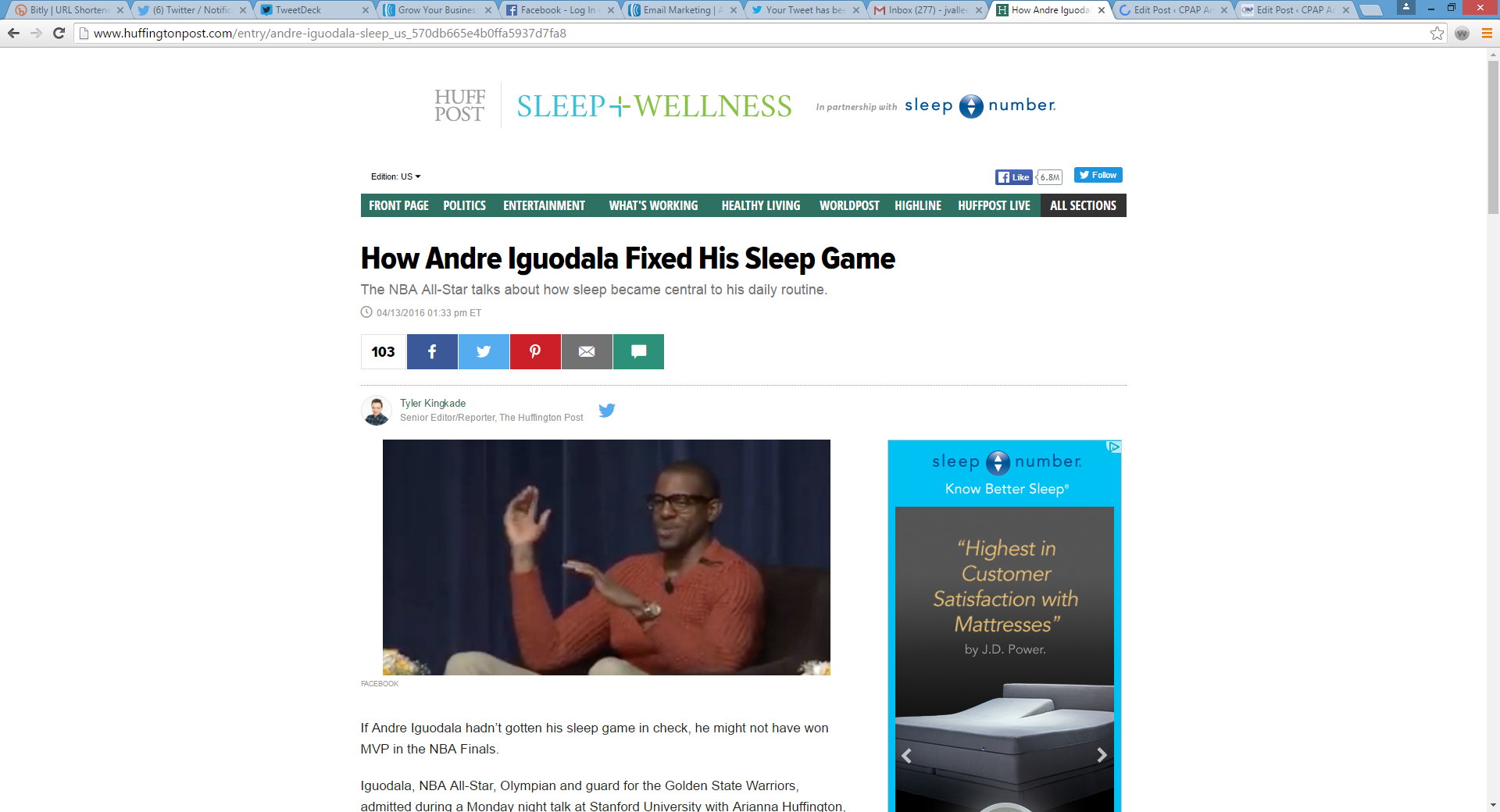 Warriors' Andre Iguodala Stresses Sleep Importance