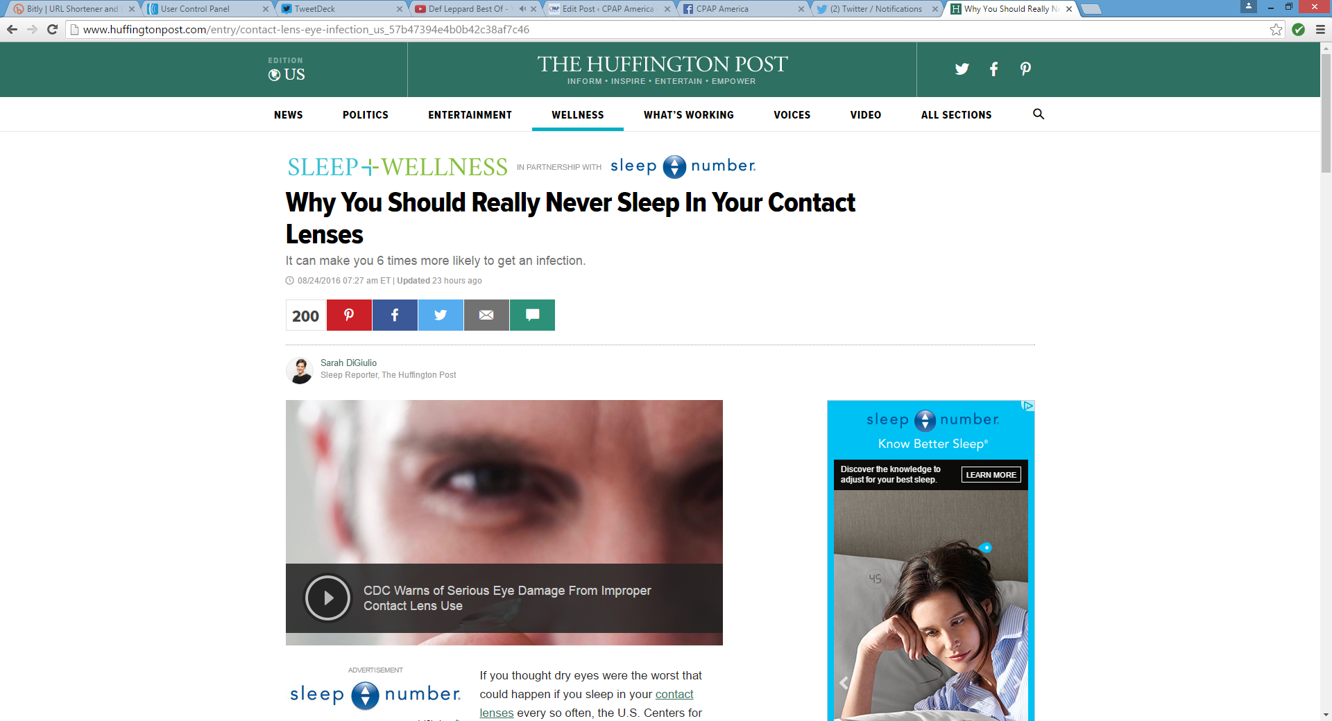 Why You Shouldn't Sleep Wearing Your Contact Lenses