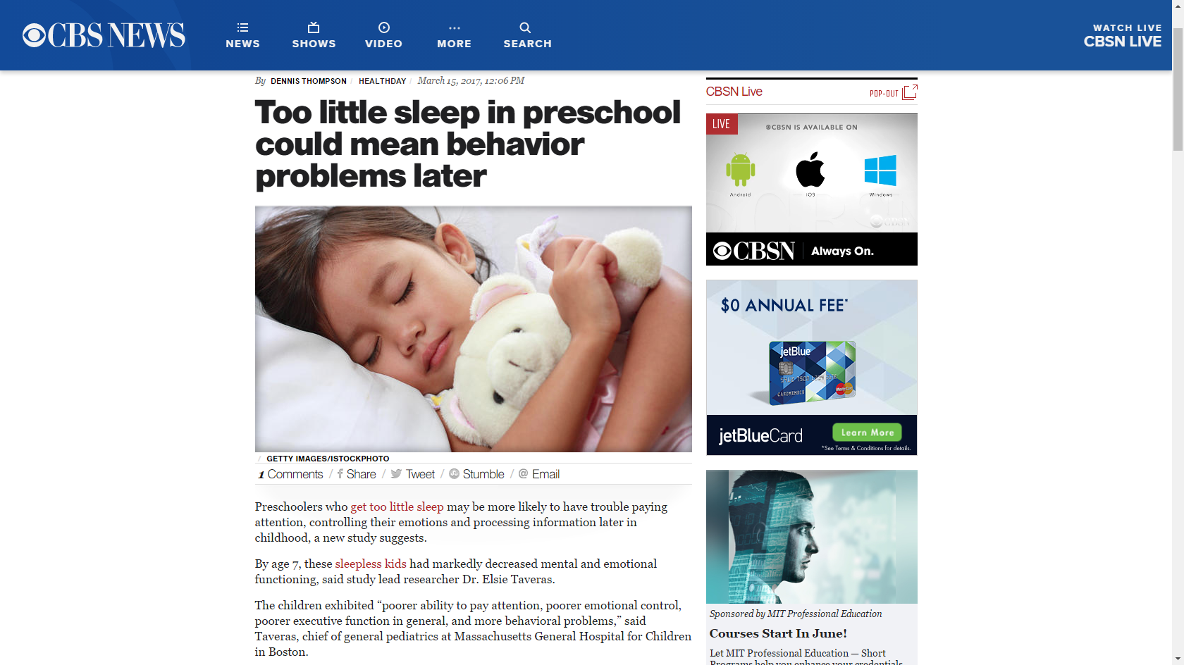 Lack Of Sleep In Preschool Could Mean Future Behavior Problems