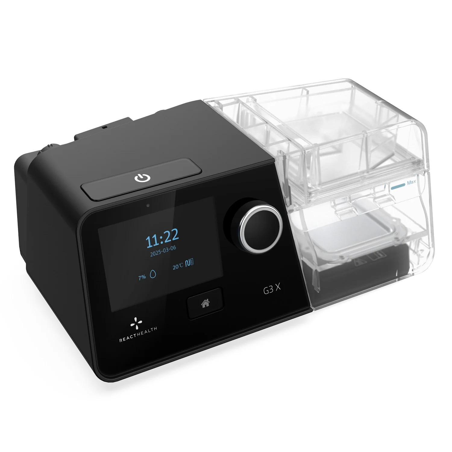 React Health G3 X Auto CPAP machine with built-in heated humidifier and color display